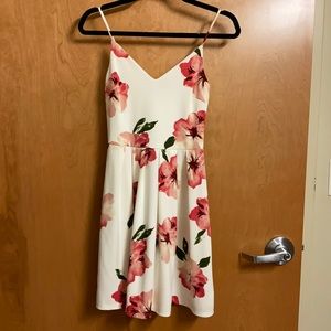 Floral printed white dress